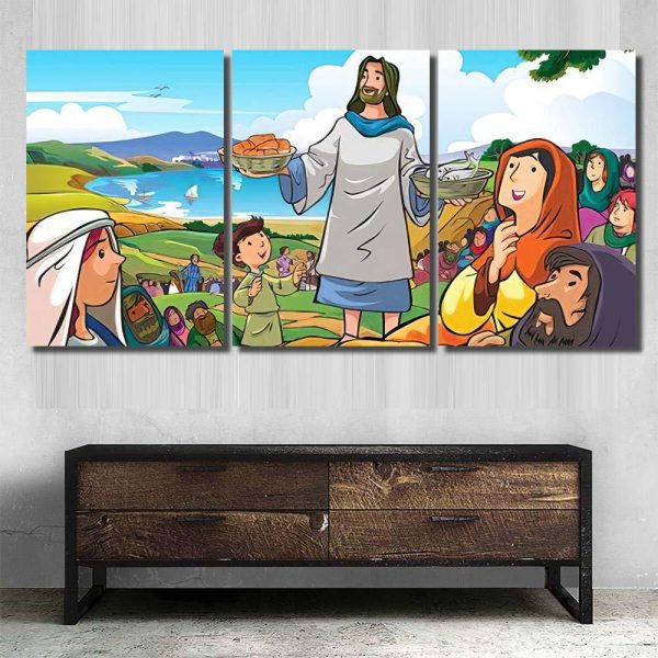 Jesus Merciful Compassionate Who Were Distributing Jesus Christian Premium Multi Canvas Prints, Multi Piece Panel Canvas Luxury Gallery Wall Fine Art Print - Image 5