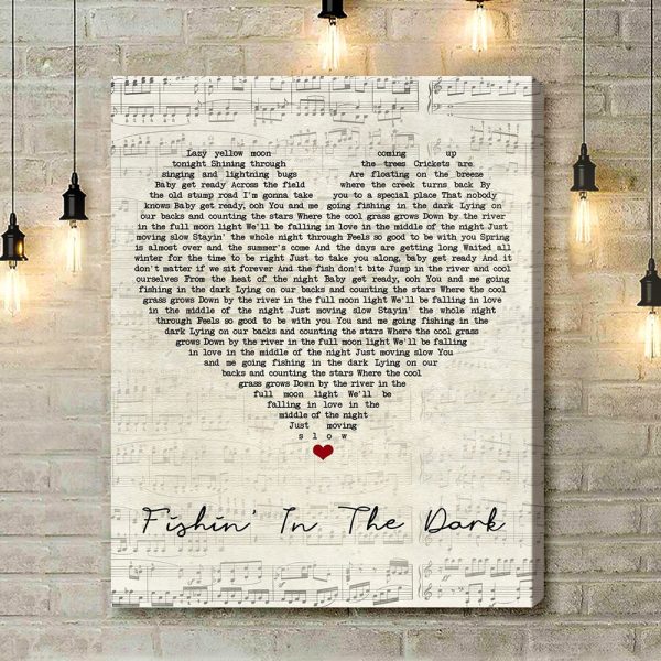 Nitty Gritty Dirt Band Fishin' In The Dark Script Heart Song Lyric Music Art Print - Canvas Print Wall Art Home Decor