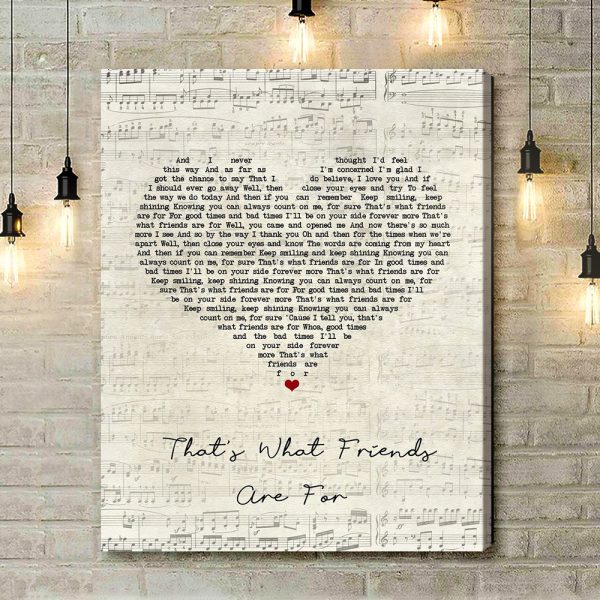 Dionne Warwick That's What Friends Are For Script Heart Song Lyric Art Print - Canvas Print Wall Art Home Decor