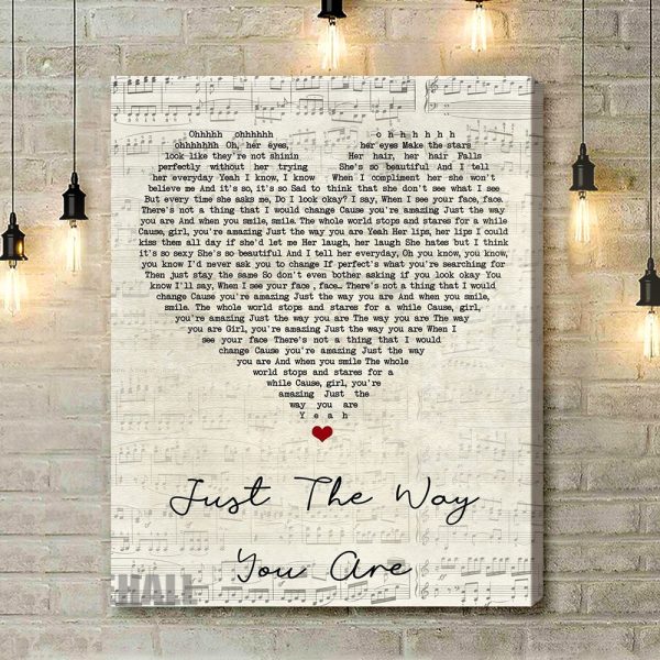 Bruno Mars Just The Way You Are Script Heart Song Lyric Art Print - Canvas Print Wall Art Home Decor