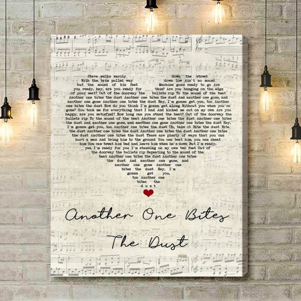 Queen Another One Bites The Dust Script Heart Song Lyric Art Print - Canvas Print Wall Art Home Decor