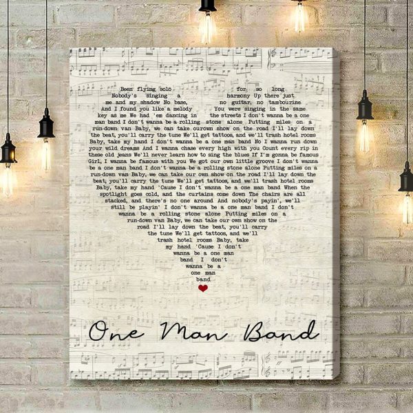 Old Dominion One Man Band Script Heart Song Lyric Quote Music Art Print - Canvas Print Wall Art Home Decor