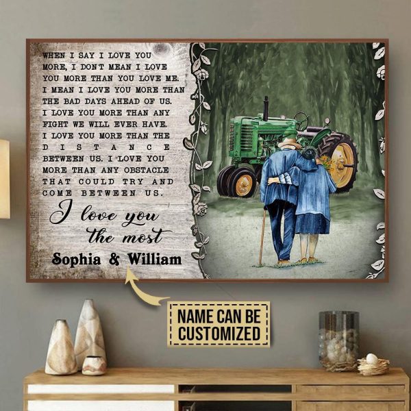 here Gifts Personalized Tractor Love You The Most Canvas Home Decor - Image 2