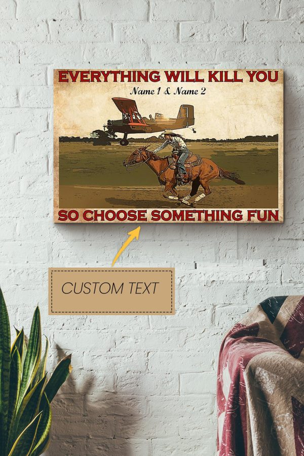 Cowgirl Pilot Everything Will Kill You Personalized Canvas Motivation Gift For Farmhouse Decor Housewarming Cowgirl Canvas Gallery Painting Wrapped Canvas Framed Prints, Canvas Paintings - Image 2