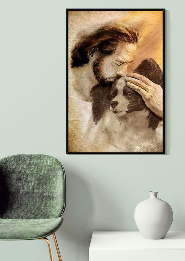 Jesus And Papillon Dog God For Gift For Dog Lovers Christian Canvas Gallery Painting Wrapped Canvas Framed Prints, Canvas Paintings - Image 4