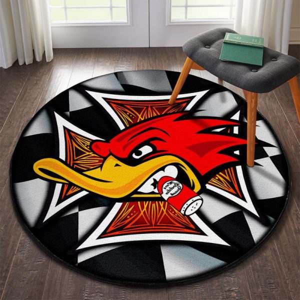 Hot Rod Woodpecker Round Mat Round Floor Mat Room Rugs Carpet Outdoor Rug Washable Rugs