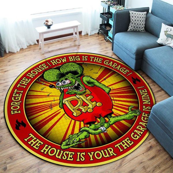 Rat Fink Hot Rod Garage Round Mat Round Floor Mat Room Rugs Carpet Outdoor Rug Washable Rugs