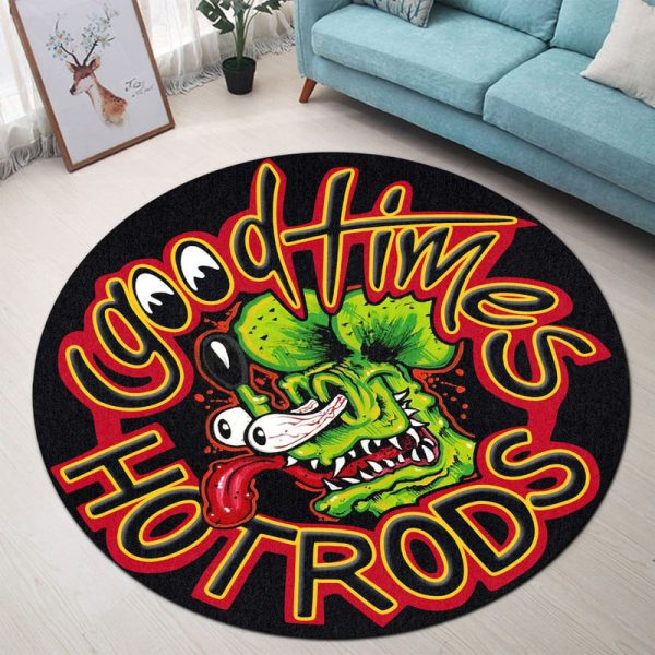 Good Times Hot Rod Round Mat Round Floor Mat Room Rugs Carpet Outdoor Rug Washable Rugs