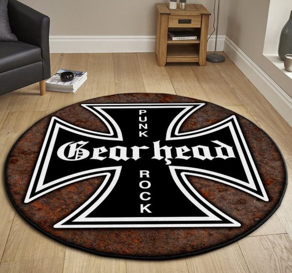 Hot Rods Garage Punk Rock Iron Cross Round Mat Round Floor Mat Room Rugs Carpet Outdoor Rug Washable Rugs - Image 3