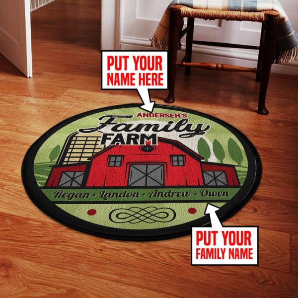 Personalized Barn Sign Round Mat Round Floor Mat Room Rugs Carpet Outdoor Rug Washable Rugs - Image 2