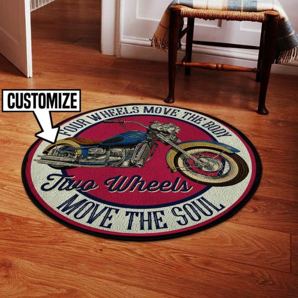 Personalized Four Wheels Move The Body - Two Wheels Move The Soul Round Mat 05405 Living Room Rugs, Bedroom Rugs, Kitchen Rugs - Image 2