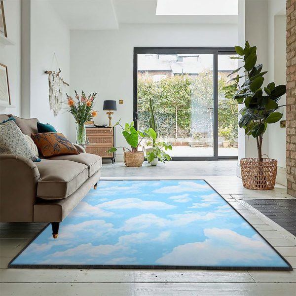 Cloud Dining Room Rug Sky Cloud Rug Rectangle Rugs Washable Area Rug Non-Slip Carpet For Living Room Bedroom - Image 2