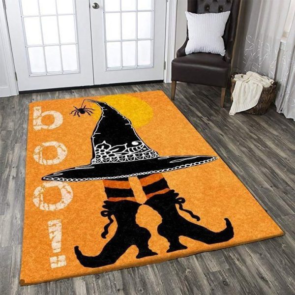 Scary Halloween Witch Pumpkin Field Skeleton Bats Area Rug Carpet gable halloween signs decorations Area Rug Carpet Carpet