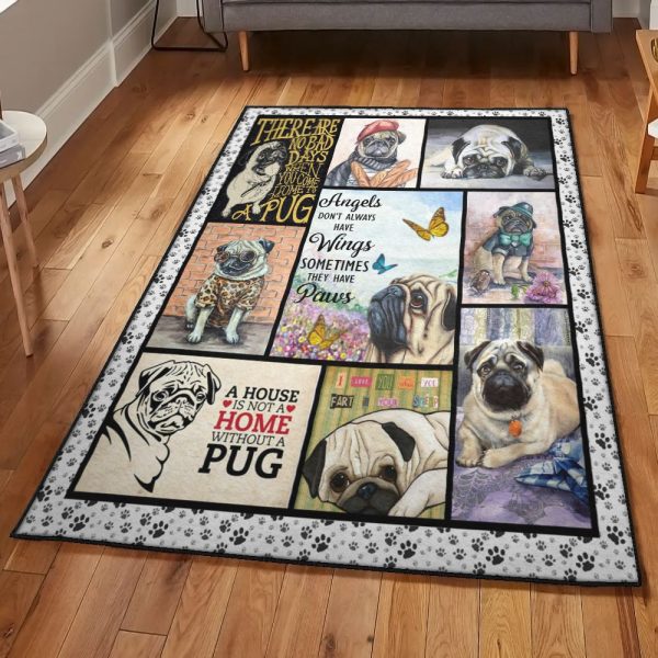 Pug Modern Rugs Pug Rug Rectangle Rugs Washable Area Rug Non-Slip Carpet For Living Room Bedroom - Image 2