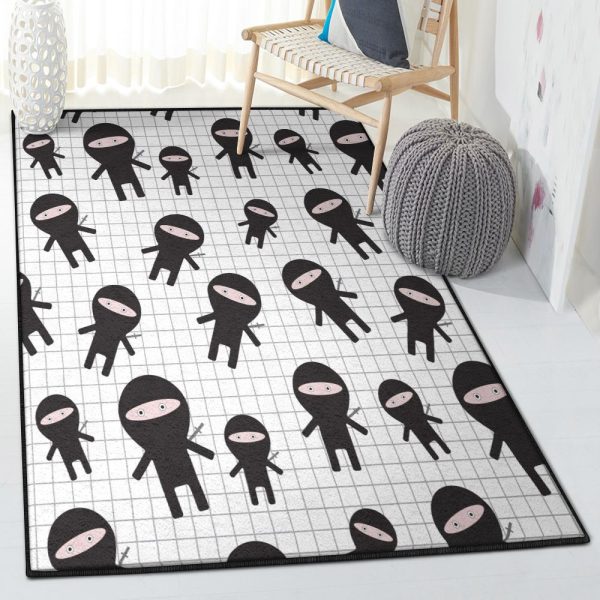 Ninjas Carpets Ninja Pattern Rug Rectangle Rugs Washable Area Rug Non-Slip Carpet For Living Room Bedroom