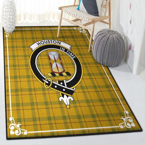 Scotland Lover Houston Clan Badge Tartan Rug Rectangle Rugs Washable Area Rug Non-Slip Carpet For Living Room Bedroom