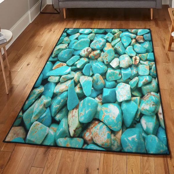 Crystal Large Turquoise Crystals Rug Rectangle Rugs Washable Area Rug Non-Slip Carpet For Living Room Bedroom