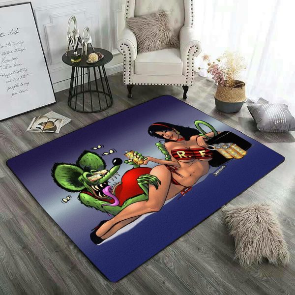 rat fink hot rod rug 08008 Living Room Rugs, Bedroom Rugs, Kitchen Rugs