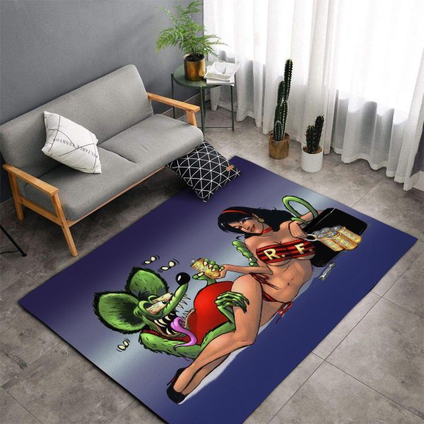 rat fink hot rod rug 08008 Living Room Rugs, Bedroom Rugs, Kitchen Rugs - Image 2