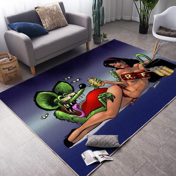 rat fink hot rod rug 08008 Living Room Rugs, Bedroom Rugs, Kitchen Rugs - Image 3