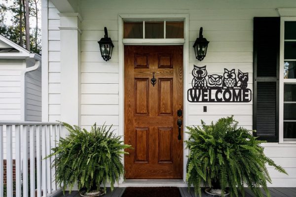 Welcome Front Door Home Decoration With Owls Cut Metal Sign Laser Cut - Image 2