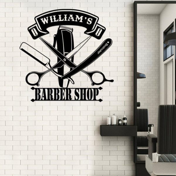 Personalized Barber Shop Equipment Metal Sign, Barber Shop Sign, Custo