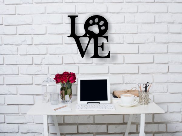 Love Dog Paw Print Metal Sign Entryway Decor Bathroom Wall Decor Livin