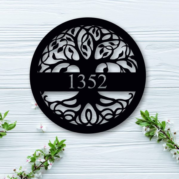 Metal Address Sign For House Tree Of Life House Number Sign Address Pl - Image 2