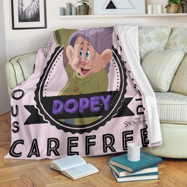 Dopey Dwarf For Snow White And Seven Dwarfs Fans Printed Fleece Blanke