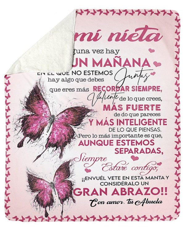 Pink Butterflies A Mi Nieta Fleece Blanket Sherpa Blanket