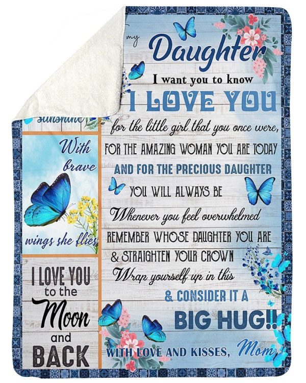 Gift For Daughter Mom Love You To The Moon And Back Fleece Blanket She