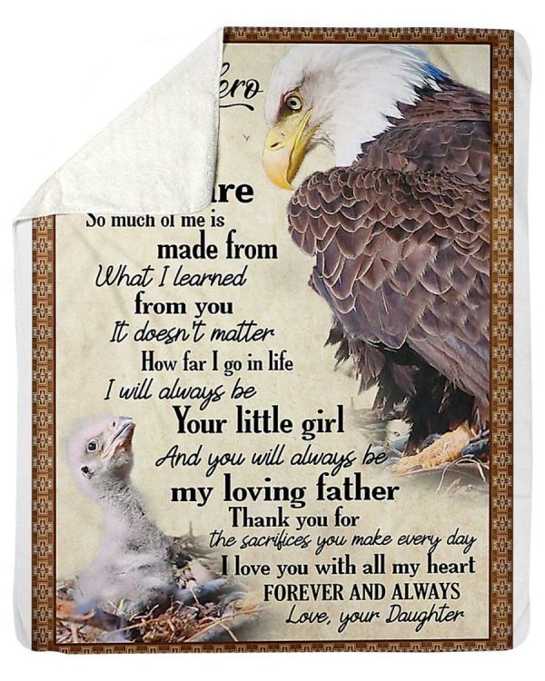 To My True Hero Gift For Father From Daughter Fleece Blanket