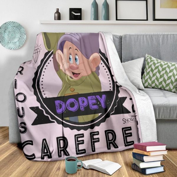 Dopey Dwarf For Snow White And Seven Dwarfs Fans Printed Fleece Blanke - Image 3