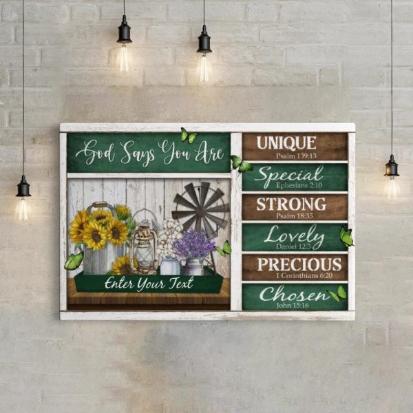 Personalized Canvas Prints Custom Text - God Says You Are For Birthday, Happy Birthday, Farmhouse Style Dem Canvas - Image 3