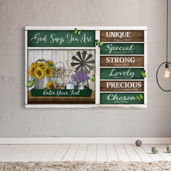 Personalized Canvas Prints Custom Text - God Says You Are For Birthday, Happy Birthday, Farmhouse Style Dem Canvas