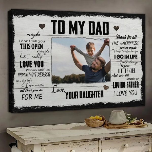 Personalized Canvas Prints, Custom Photo And Name, Father's Day Gift, Dad Gift, I Will Always Be Your Little Girl Dem Canvas - Image 2