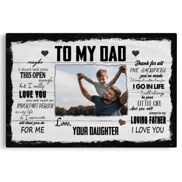 Personalized Canvas Prints, Custom Photo And Name, Father's Day Gift, Dad Gift, I Will Always Be Your Little Girl Dem Canvas - Image 6