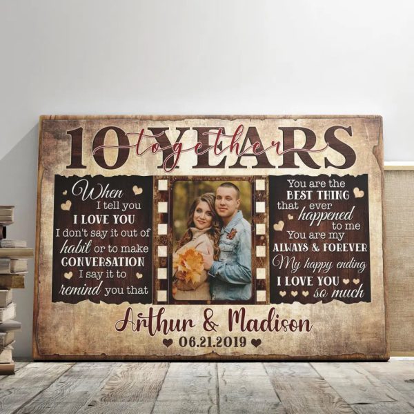 Personalized Canvas Prints, Custom Photos, Couple Gifts, Wedding Gifts, Unique 10 Years Anniversary Gift Dem Canvas - Image 4