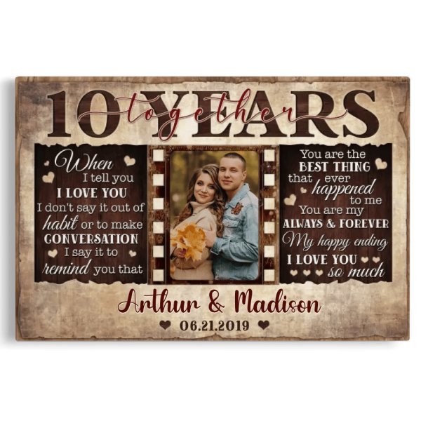 Personalized Canvas Prints, Custom Photos, Couple Gifts, Wedding Gifts, Unique 10 Years Anniversary Gift Dem Canvas - Image 5