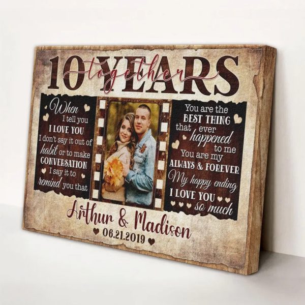 Personalized Canvas Prints, Custom Photos, Couple Gifts, Wedding Gifts, Unique 10 Years Anniversary Gift Dem Canvas - Image 8