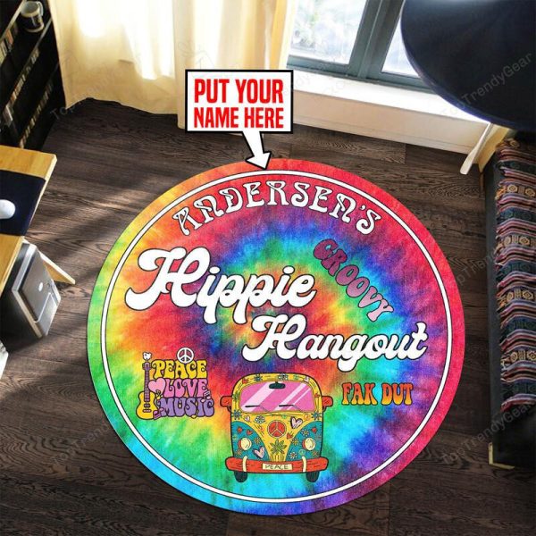 Personalized Hippie Hangout Living Room Round Mat Circle Rug - Image 2