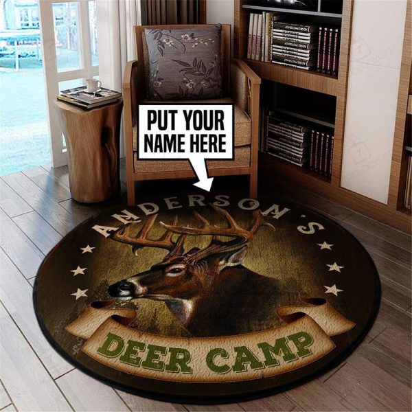 Personalized Hunting Deere Camp Living Room Round Mat Circle Rug