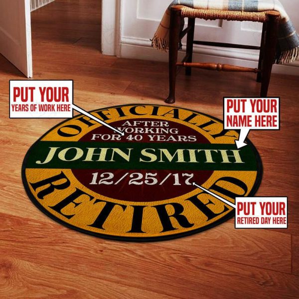 Personalized Officially Retired Living Room Round Mat Circle Rug - Image 2