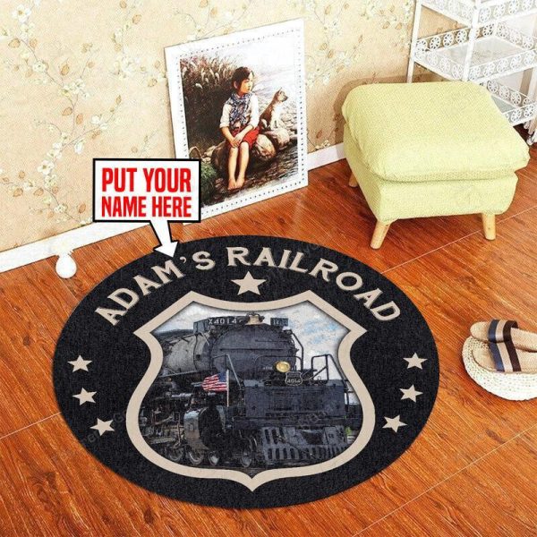 Personalized Big Boys Railroad Train Room Round Mat Round Floor Mat Room Rugs Carpet Outdoor Rug Washable Rugs - Image 3