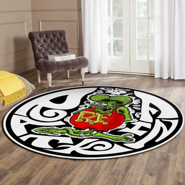 Rat Fink Hot Rod Garage Round Mat Round Floor Mat Room Rugs Carpet Outdoor Rug Washable Rugs - Image 2