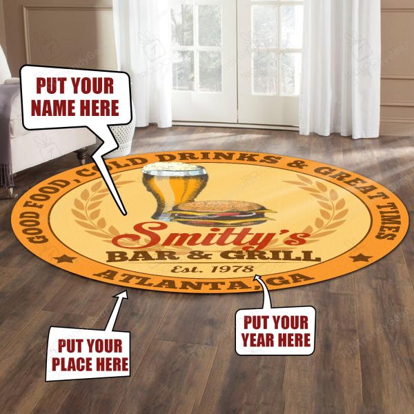 Personalized Bar And Grill Round Mat Round Floor Mat Room Rugs Carpet Outdoor Rug Washable Rugs - Image 2