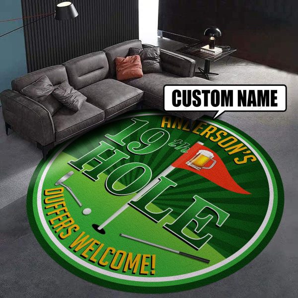 Personalized Golf 19Th Hole Club Round Mat Round Floor Mat Room Rugs Carpet Outdoor Rug Washable Rugs