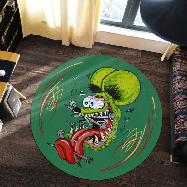 Hot Rod Rat Rod Pinstripe Round Mat Round Floor Mat Room Rugs Carpet Outdoor Rug Washable Rugs