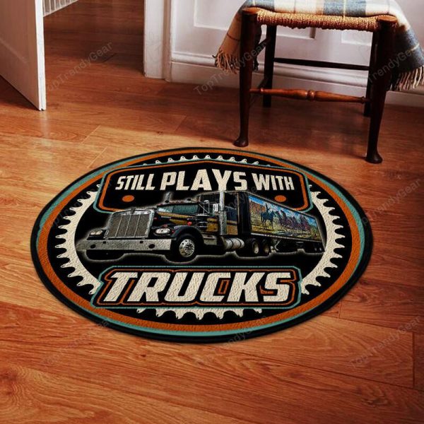 Still Play With Trucks Kenworth Round Mat Round Floor Mat Room Rugs Carpet Outdoor Rug Washable Rugs - Image 2