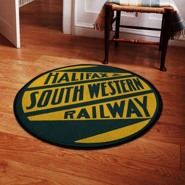 Distressed Halifax South Western Railroad Round Mat Round Floor Mat Room Rugs Carpet Outdoor Rug Washable Rugs